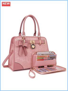RFID Blocking Satchel Handbag & Wallet Set Floral Shoulder Bag